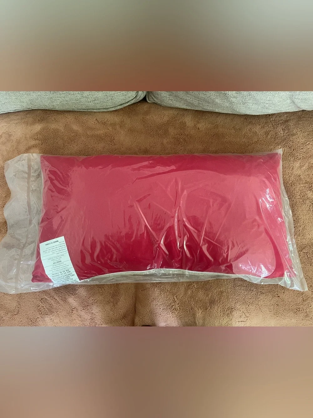 Levtex Beige Holiday Tree Embroidered Lumbar Pillow with Green and Red Accents
